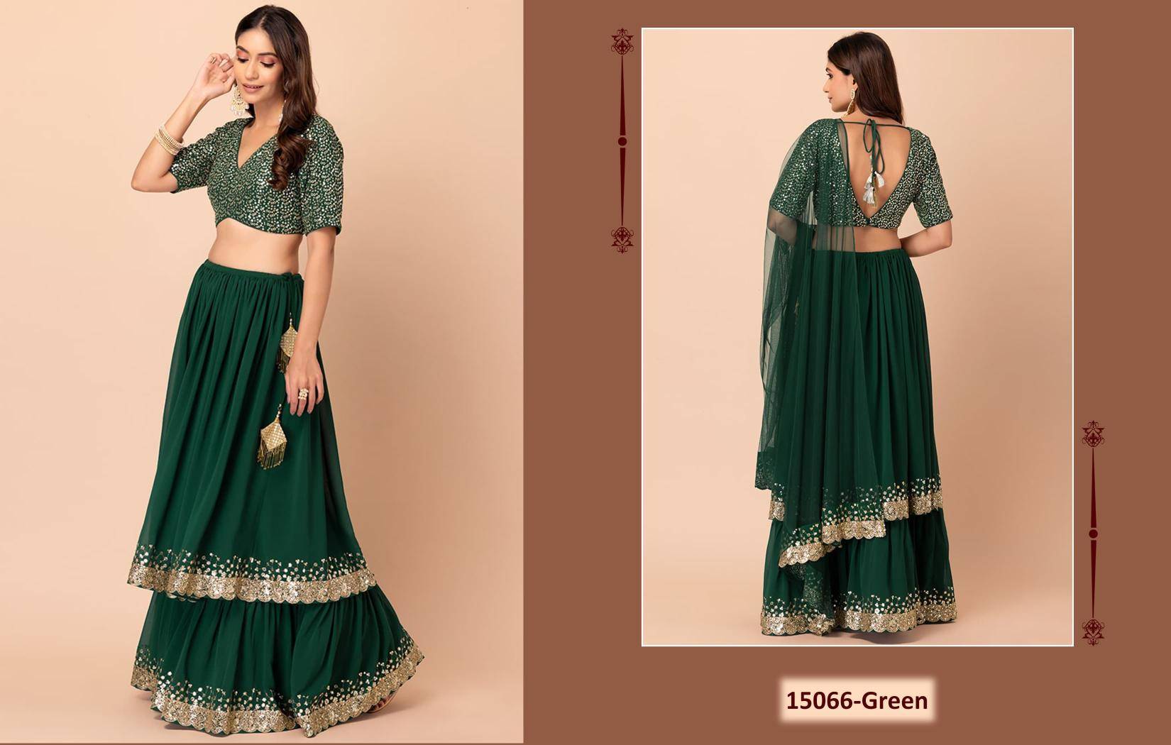 Zeel Clothing vol 26 georgette Green Lehenga choli wholesale price in Kolkata